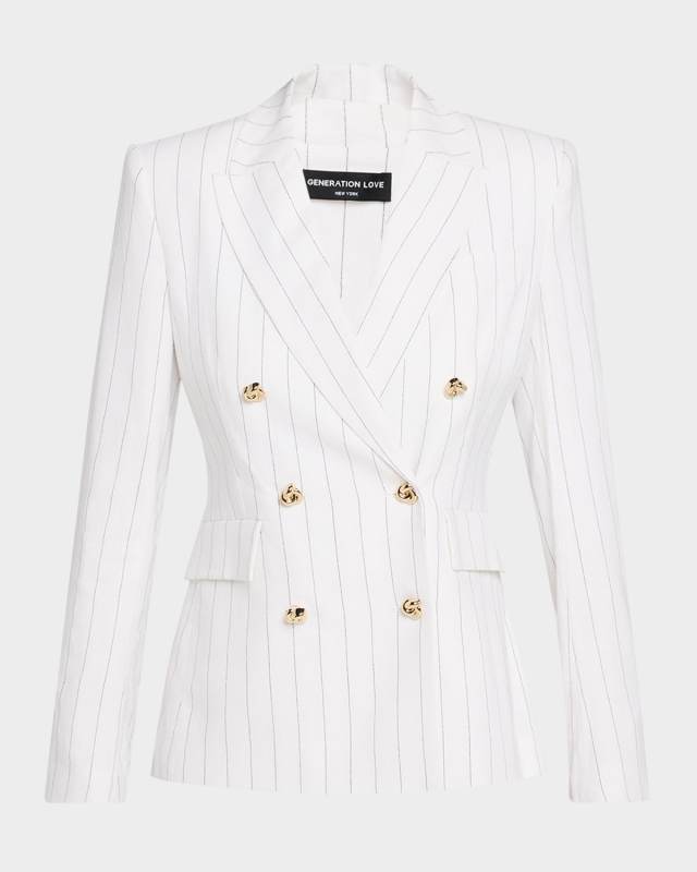 Arielle Pinstripe Double-Breasted Blaz